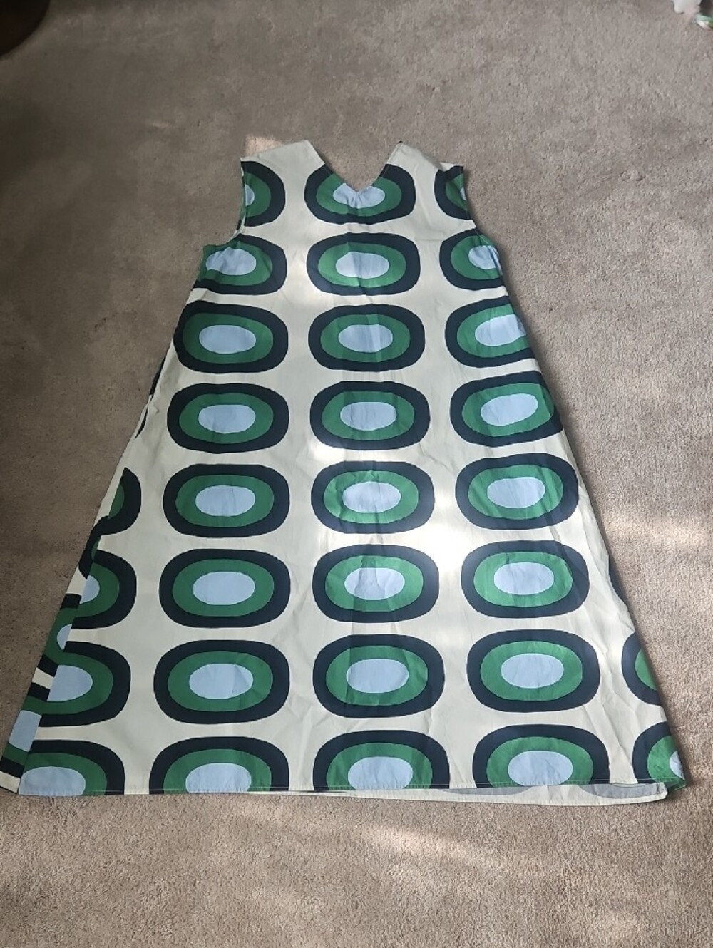 Marimekko Uniqlo Green Blue Oval Print Maxi Dress - Picture 13 of 16